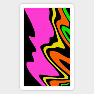 Abstract pattern in black, pink, orange, yellow and green. Flowing colors. Sticker